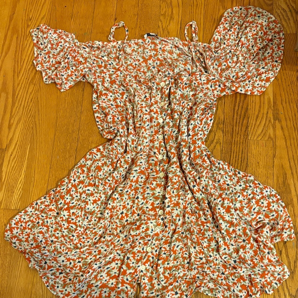 Patrons of Peace Orange and White Floral Mini Dress🩵